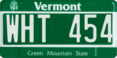 VT license plate WHT454