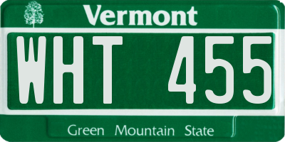 VT license plate WHT455