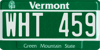 VT license plate WHT459