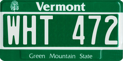 VT license plate WHT472