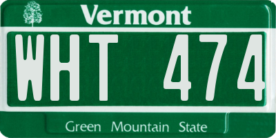 VT license plate WHT474
