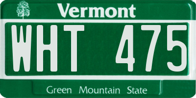 VT license plate WHT475