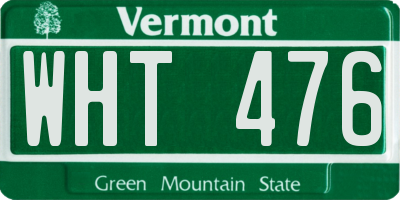 VT license plate WHT476