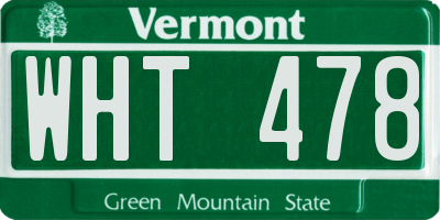 VT license plate WHT478