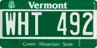 VT license plate WHT492