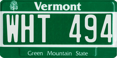 VT license plate WHT494