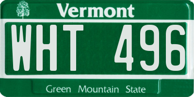 VT license plate WHT496