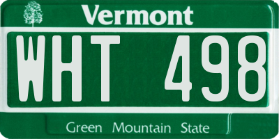 VT license plate WHT498