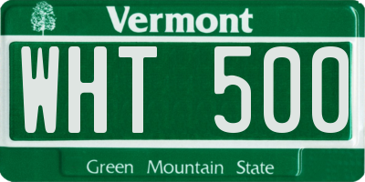 VT license plate WHT500
