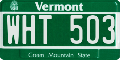 VT license plate WHT503