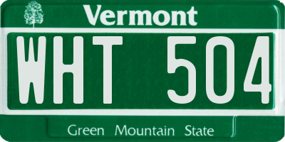 VT license plate WHT504