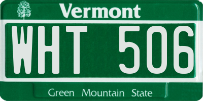 VT license plate WHT506