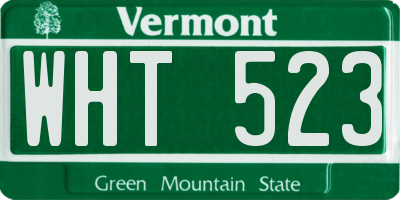 VT license plate WHT523