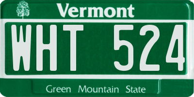 VT license plate WHT524
