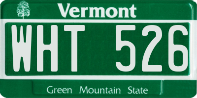 VT license plate WHT526