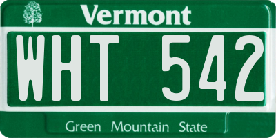 VT license plate WHT542
