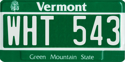 VT license plate WHT543
