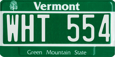 VT license plate WHT554