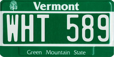 VT license plate WHT589