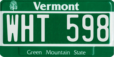 VT license plate WHT598
