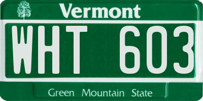 VT license plate WHT603
