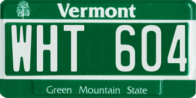 VT license plate WHT604