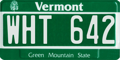 VT license plate WHT642