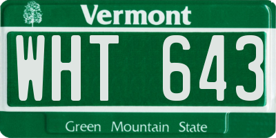 VT license plate WHT643