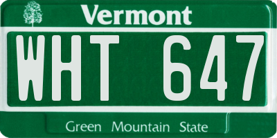 VT license plate WHT647