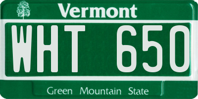 VT license plate WHT650