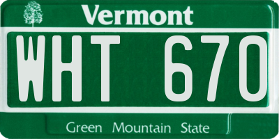VT license plate WHT670