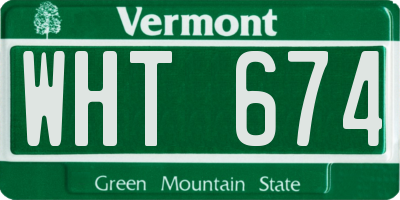 VT license plate WHT674