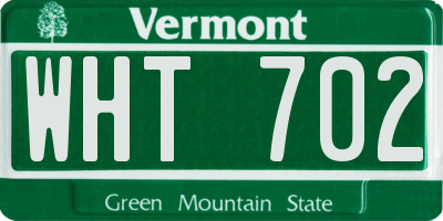 VT license plate WHT702
