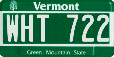 VT license plate WHT722