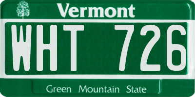 VT license plate WHT726