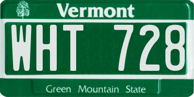 VT license plate WHT728