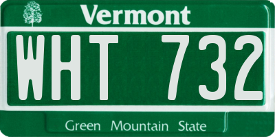 VT license plate WHT732