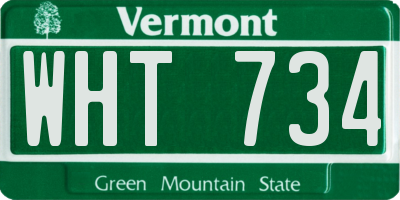 VT license plate WHT734