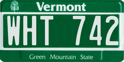 VT license plate WHT742