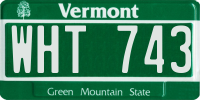 VT license plate WHT743
