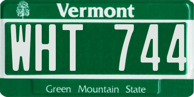 VT license plate WHT744