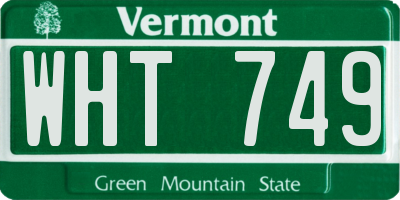 VT license plate WHT749