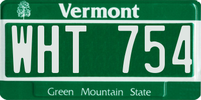 VT license plate WHT754