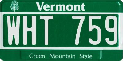 VT license plate WHT759