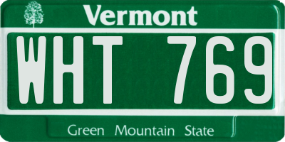 VT license plate WHT769
