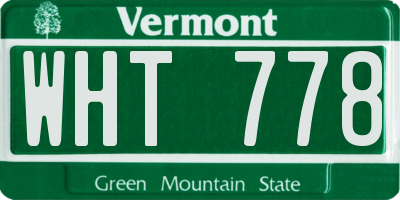 VT license plate WHT778
