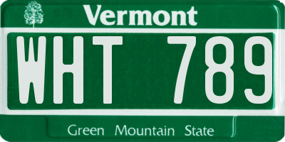 VT license plate WHT789