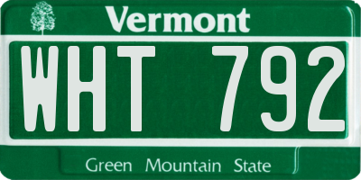 VT license plate WHT792