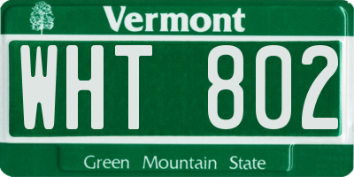 VT license plate WHT802