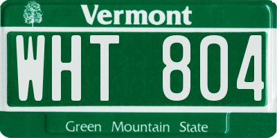VT license plate WHT804